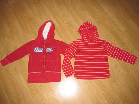 Červená pásikovaná mikinka v. 122, tu,122