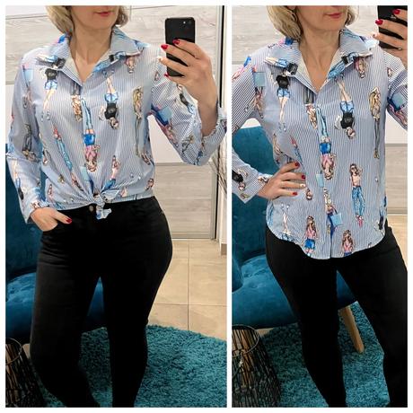 Dámska vzorovaná a pásikavá košeľa (uni), l / m / s