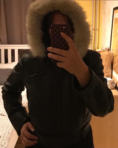 Čierna biker kožená bunda, 40