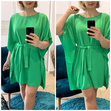 Oversize netopierie šaty s opaskom zelené, l / m / s / xl