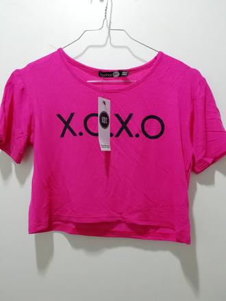 Tričko ružové crop boohoo, 152