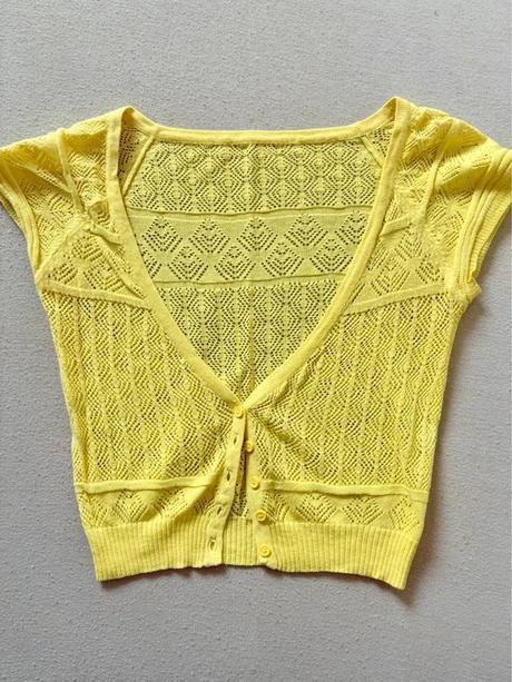 Mango žlté čipkované bolero, krátky kardigán, mango,s