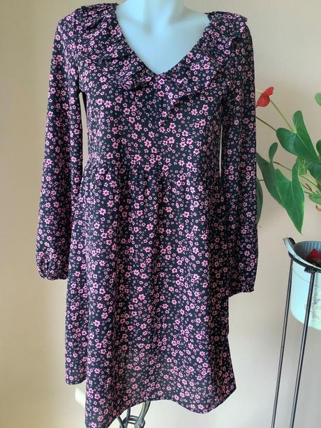 Kvietkovane romanticke šaty, h&m,xs