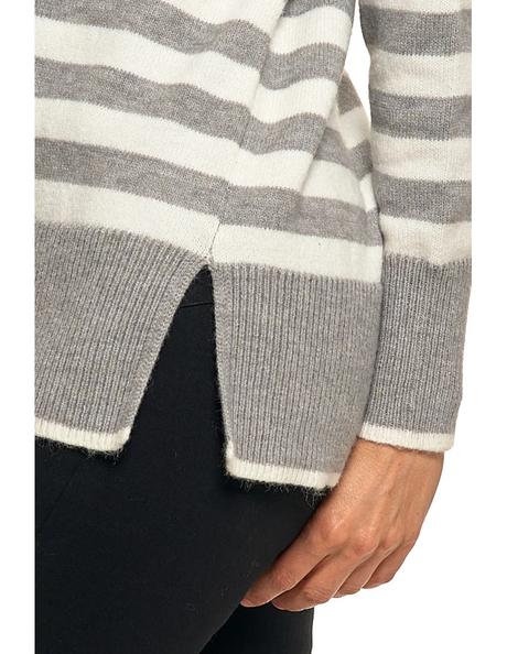 Dámsky pásikavý rolák moraj  sivý pohodlný sveter, l / m / s / xl