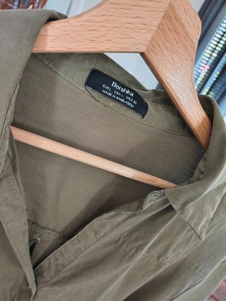 Pull&bear olivovo zelené šaty s opaskom l, pull&bear,l