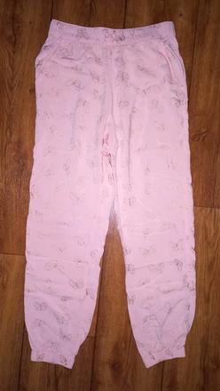 Ružové tenké nohavice zlaté motýle h&m 134 top sta, h&m,134