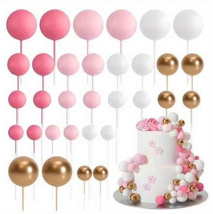 Tortový zápich guličky ružové (32ks), tz-167,