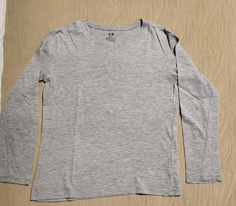 Šedé tričko dlhý rukáv / nátelník velk. 134/140, h&m,134