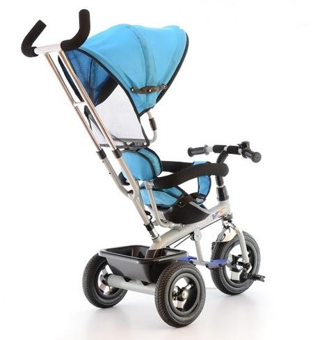 Trojkolka s vodiacou tyčou a strieškou - modrá, 