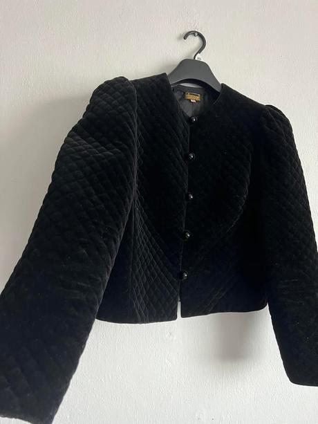 Vintage zamatovy krasny kabat sako kabatik v hist, m