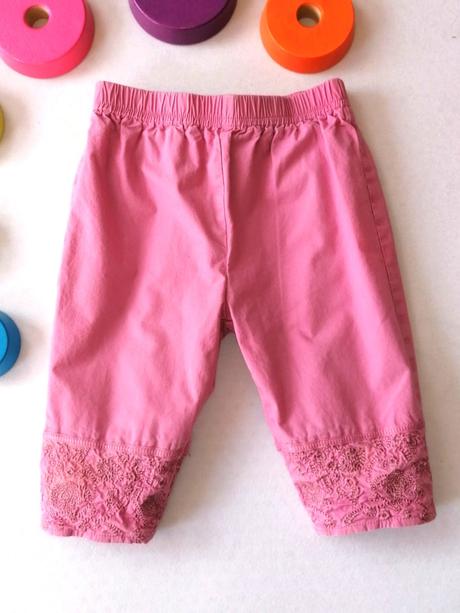 Ružové nohavice z vyšívanými okrajmi, name it,62