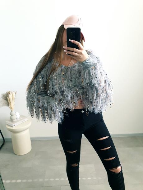 Čierne trhané rifle s, h&m,s