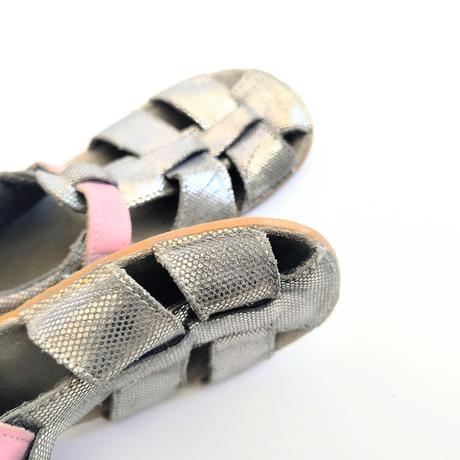 Kožené sandálky barefoot ef 28 strieborná, 28