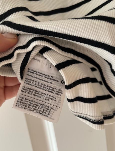 Nový čiernobiely bavlnený crop top, c&a, s/36, c&a,m