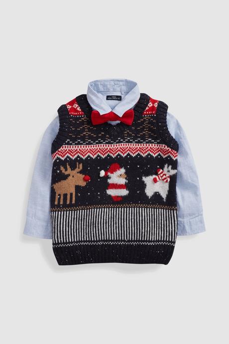 Vianočná košielka s motýlikom a svetríkom next, 68