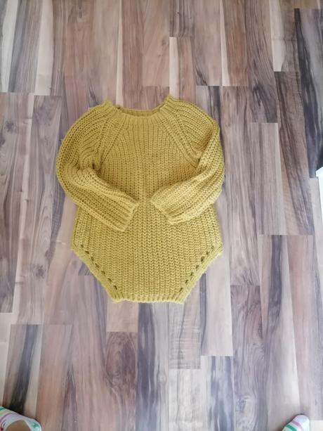 Horčicovy pletený sveter, s