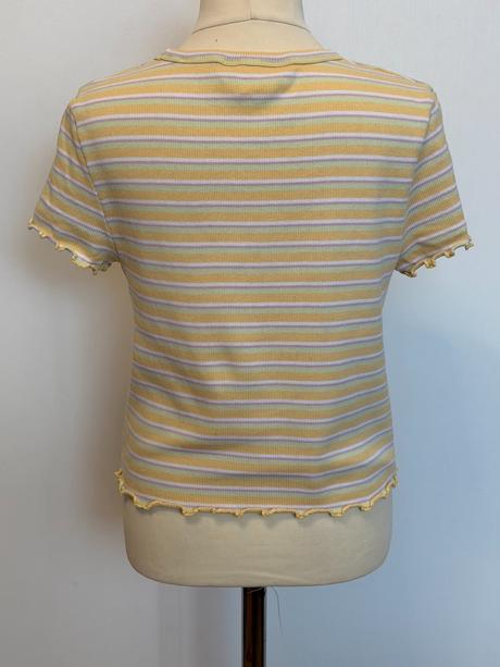 H&m pásikavé žobrované tričko/crop top, h&m,158