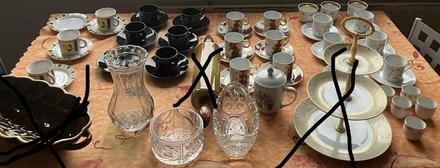 Predám staré poháre, vázu, misky, šálky, taniere, 