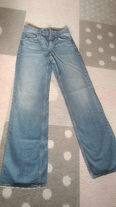 Rifle 34 rovné široké zara + body top 34-36 velk, xs