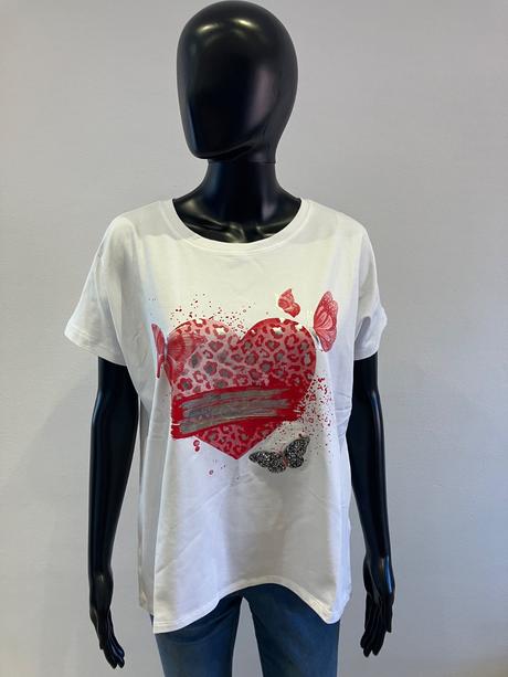 Dámske tričko vzor srdiečko a motýle (uni), l / m / s / xl