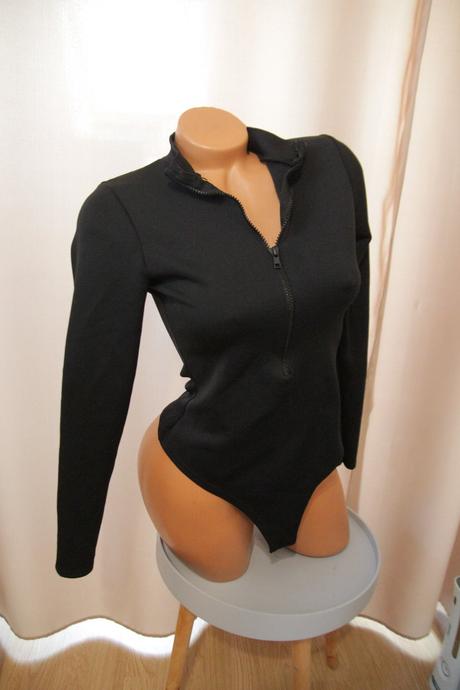 Čierny body top so zipsom, s/m, s