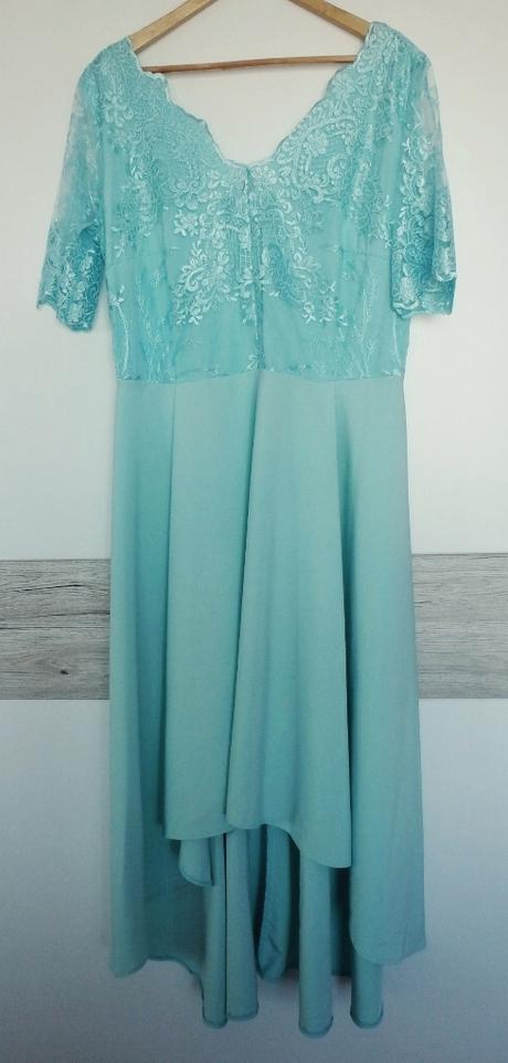 Spoločenské mentolové spoločenské šaty pre moletky, 48 - xxxl