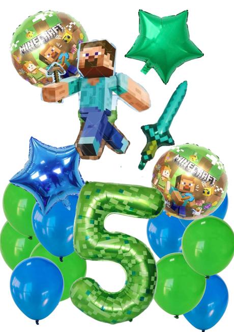 Balóny minecraft- steve 85cm aj meč- až 15/16/17ks,