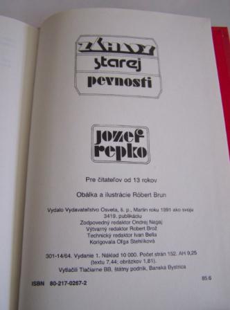 Knižka záhady starej pevnosti -jozef repko, 