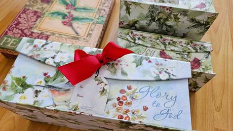 Dekoračné / darčekové krabičky, 4ks, bordová/červe,