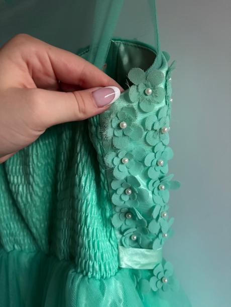 Tyrkysové šaty s kvetinkami, l