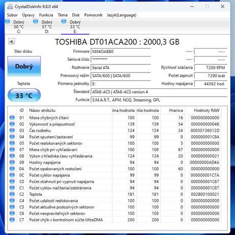Pevný disk hdd 3,5" toshiba dt01aca200 2tb 7200rpm, 