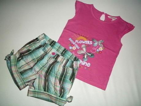 Tyrkysové kraťasky s tričenkom pre 3-5 roč. slečnu, girl2girl,110