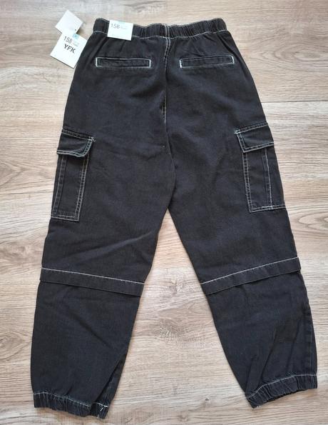 Nové chlapčenské voľné/baggy čierne rifle 158, kik,158