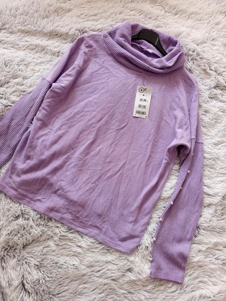 Fialový pulóver s perlickami, orsay,m