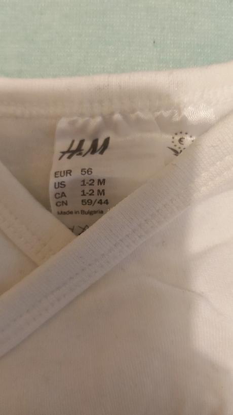 Biele zavinovacie body h&m 56, h&m,56