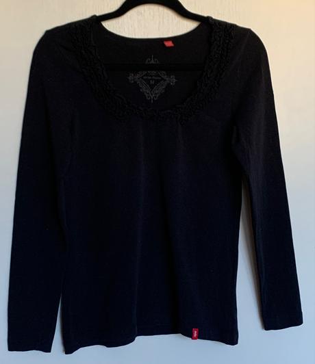 Edc b esprit čierne tričko s dlhým rukávom, esprit,m