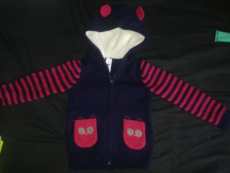 Modro ruzovy teplucky pleteni svetrik, c&a,110