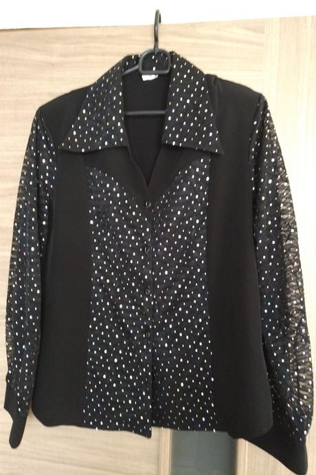 Čierna blúzka s farebnými aplikáciami, xl