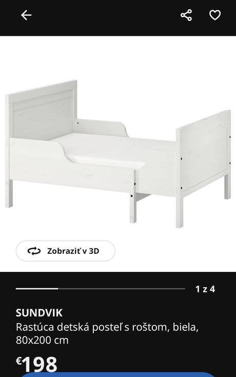 Detska rastuca postel sundvik ikea, šírka (cm): 90,dĺžka (cm): 200