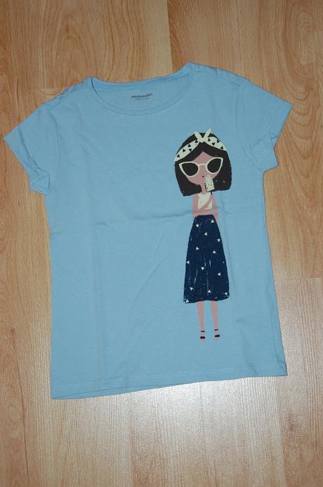 Modré tričko s dievčatkom, vertbaudet,104