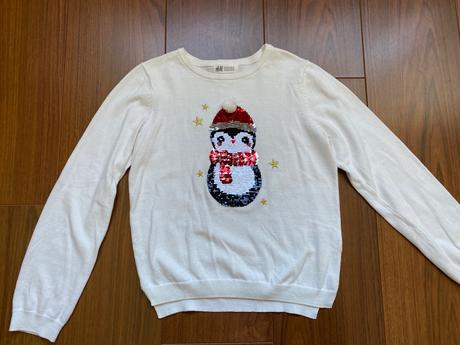 Pekný svetrík so zimným motívom, h&m,134