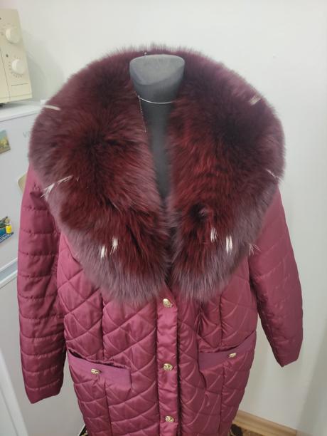 Bordovy kabátik, golier líška., bonprix,52