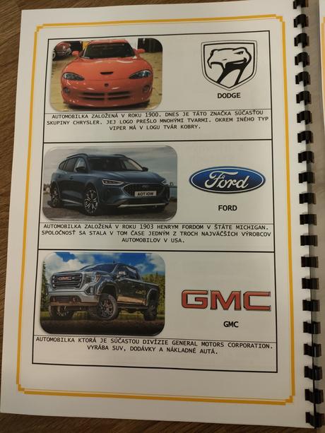 Pracovný zošit - značky áut, 