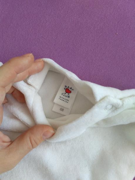 Biely velurový svetrík, mikinka, baby club,68