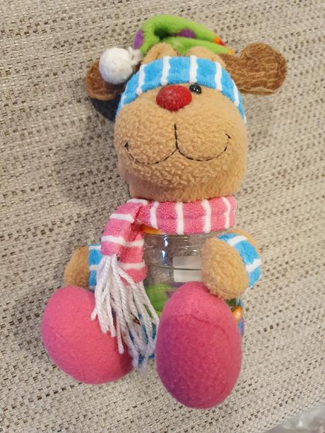 Sobík plyšový s nádobkou na cukríky, 