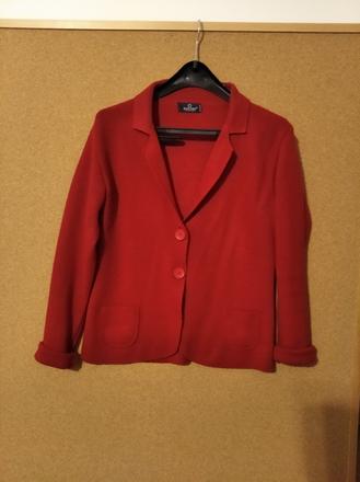 Príjemné červené pleteninové sako zn. blue joint, l