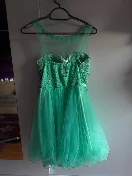 Tyrkysové šaty s kvetinkami, l