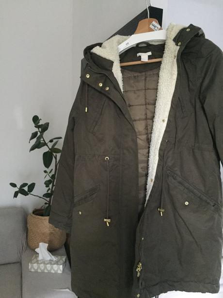 Zimna tehotenska bunda, h&m,s