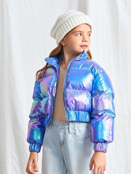 Metalická crop vetrovka krátka, 122 - 152