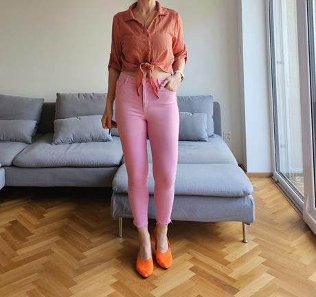 Ružové rifle s vysokým pásom pružné, f&f,m